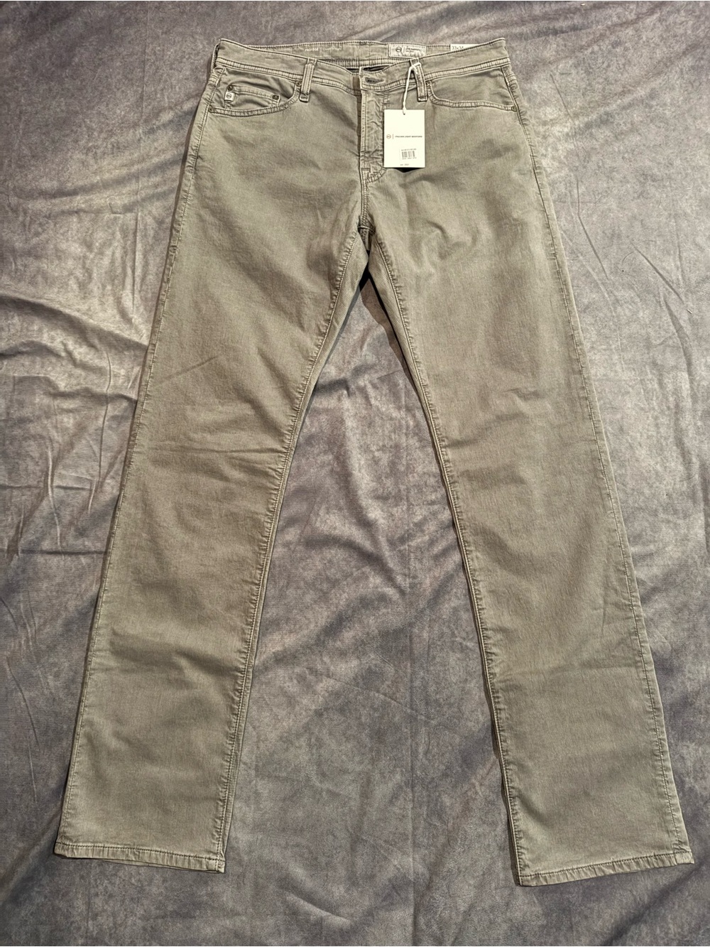 Ag Adriano Goldschmied Olive-Tone Straight Leg Jeans